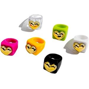 Chunky Retro Resin Acrylic Ring Cute Colorful Candy Ring Finger Ring Jewelry